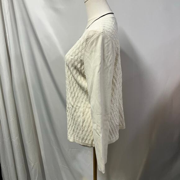 Emma & James V-neck Button‎ Front Cardigan Womens L cable knit White classic - Picture 5 of 12